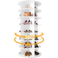Rotating Shoe Rack Tower on The 7th Floor, Vertically Rotating Shoe Rack, Rotating 360 Degrees, White Shoe Rack Storage Circular 1