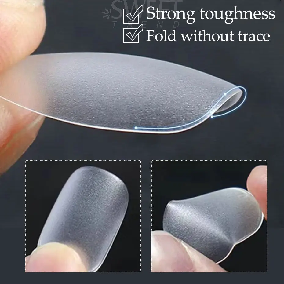 300pcs Nail Art Press on False Nail Matte Clear Full Cover Coffin Square Almond Short Fake Nail Gel Tips Manicure Extension Tool