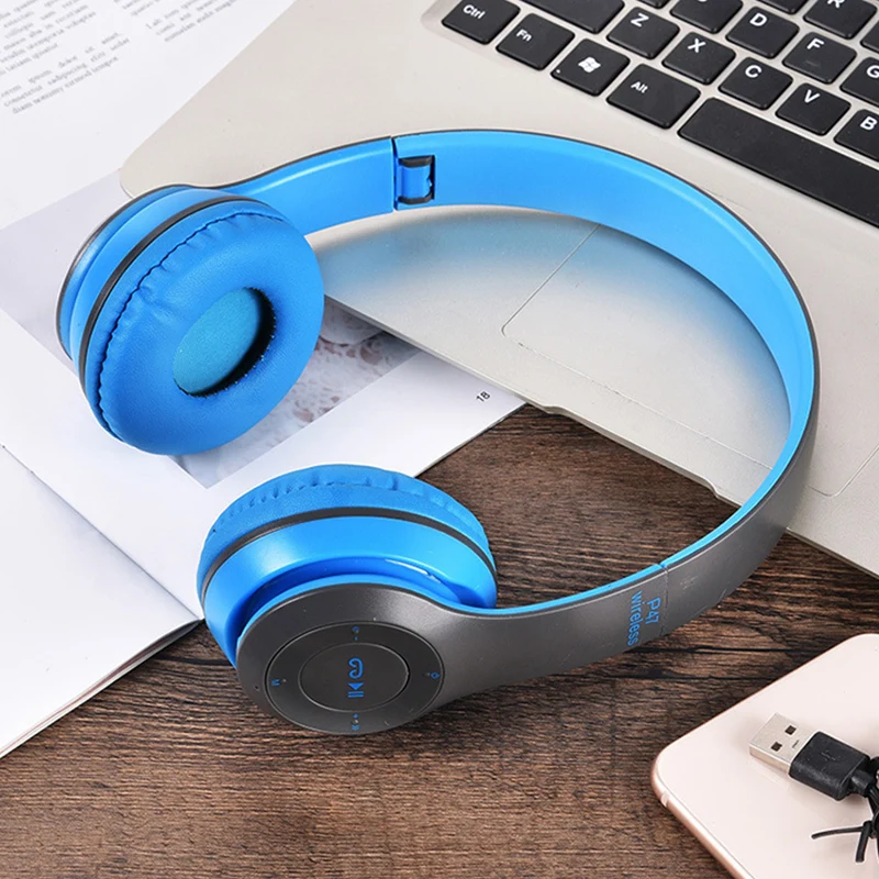 Фото Беспроводные наушники P47, Bluetooth 5,0, складные Hi-Fi стереонаушники с басами для музыки, игровые детские наушники для девочек, для iPhone, XiaoMi №2
