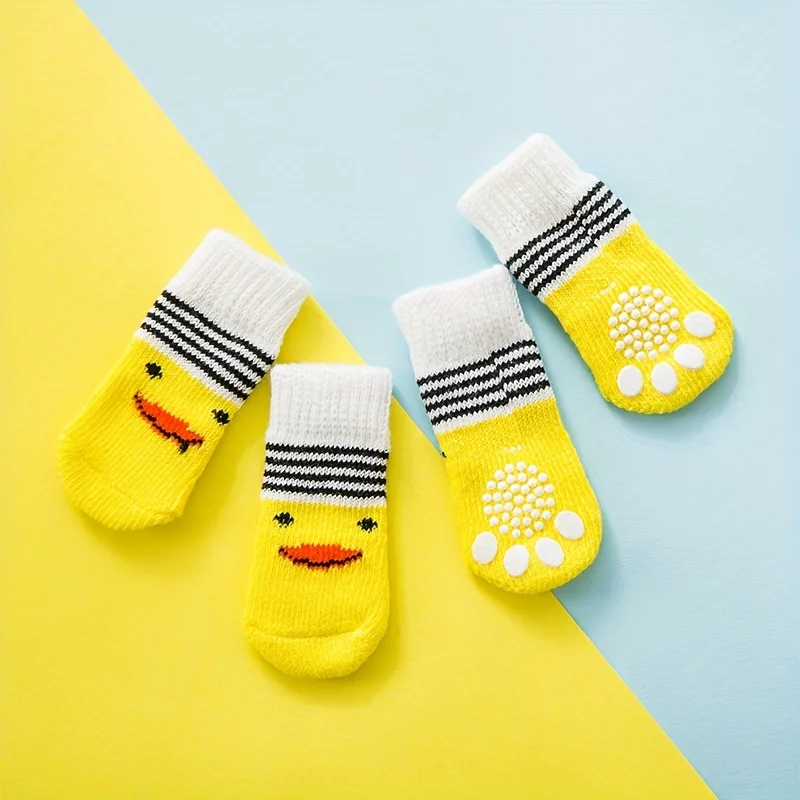 Pet socks anti dirt anti slip dog foot covers Teddy Bears Puppy Cotton Socks 3D Doll Dog Shoes set of 4 universal pet shoes dog socks