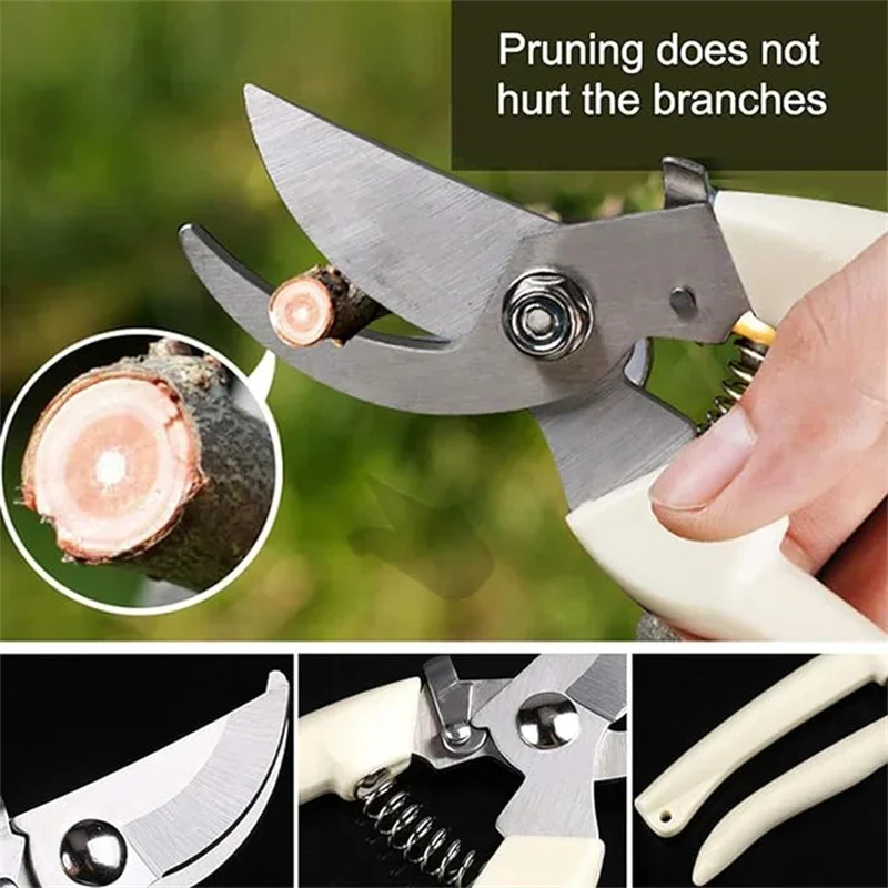 Stainless Steel Pruning Scissors Cutting Multifunctional Flower Tree Branch Bypass Garden Pruner Hand Shear Clipper Tool 3