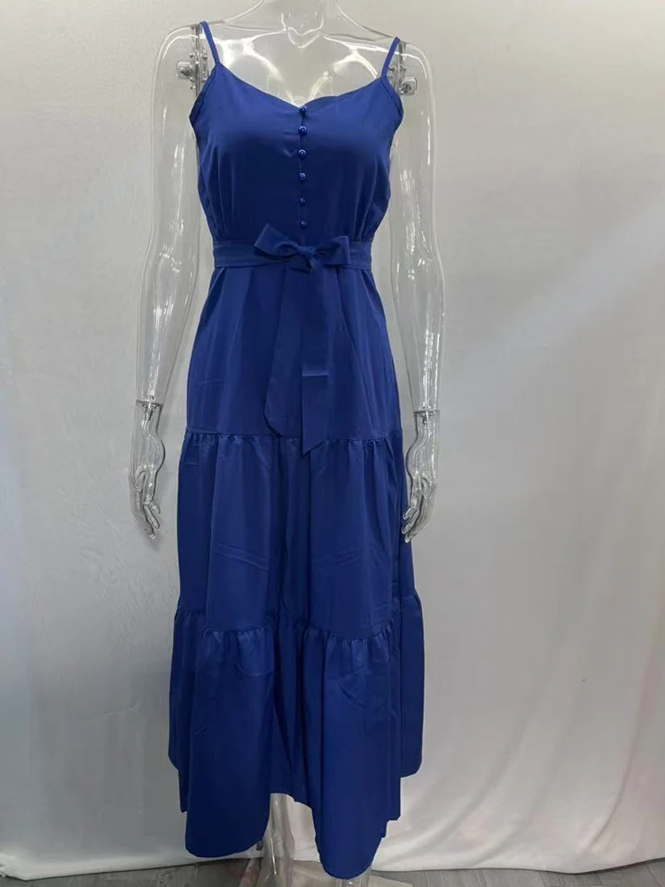 Elegant Lace Up Summer Dress for Women