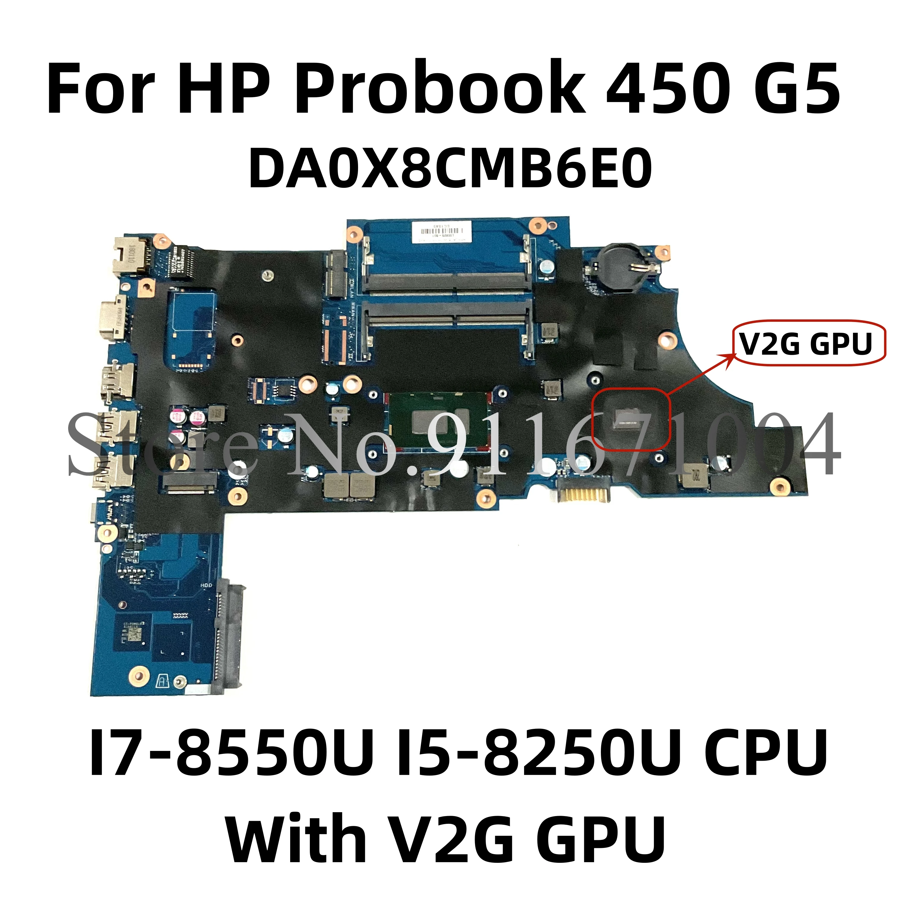 

L00825-001 DA0X8CMB6E0 для HP Probook 450 G5, материнская плата для ноутбука с L00828-001 I5-8250U CPU V2G GPU DDR4 100%, протестирована