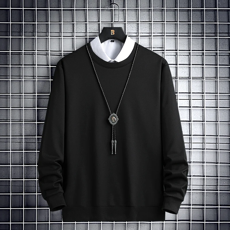 

Осень 2023, мужская толстовка с круглым вырезом и длинным рукавом, мужские толстовки, однотонная Повседневная Уличная одежда в стиле хип-хоп, мужской пуловер, модный
