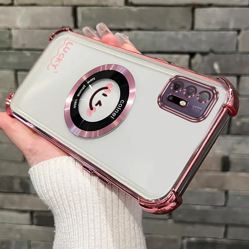 Transparent Smile Face Magnetic Phone Case with Airbag Cushion and Anti-Knock Protection