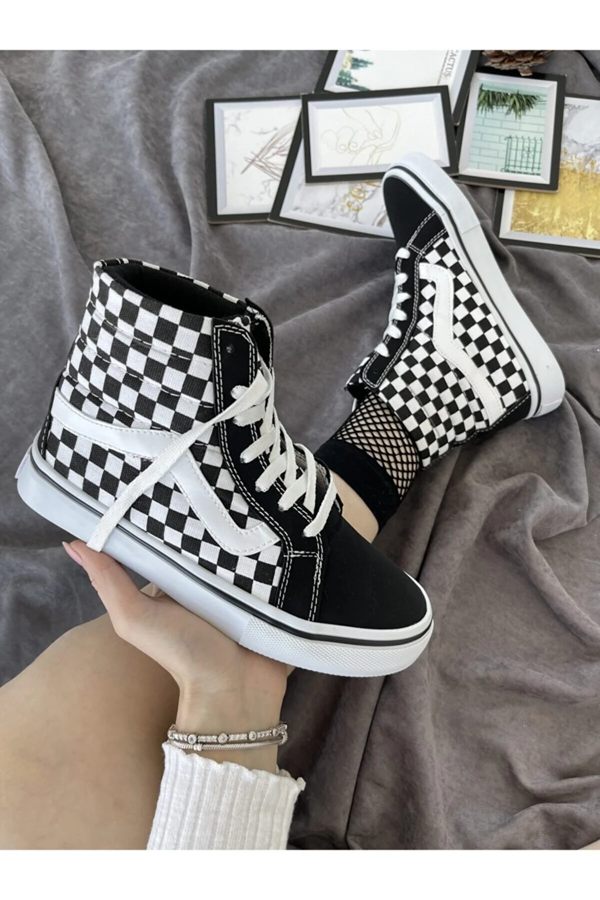 Rainbow Retro Canvas Boots Women New Season Fashion High Shoes 2023 Ladies Sneakers