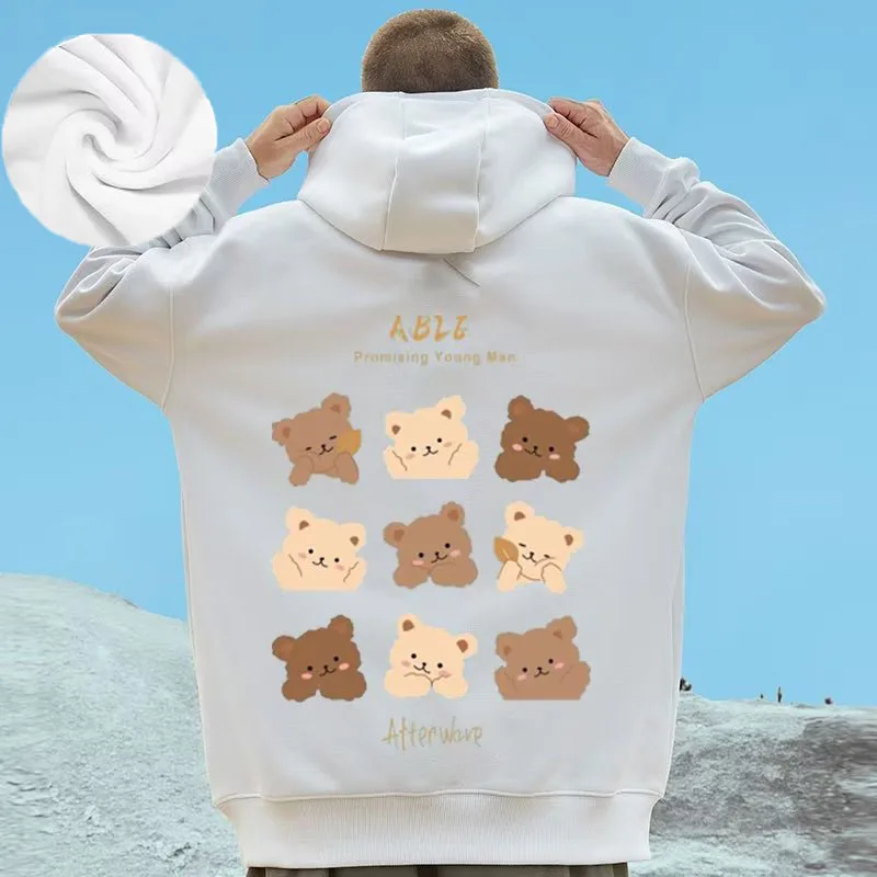 Hooded Sweater Men's Trendy Brand Large Size M-8XL Men's Autumn And Winter Style Plush And Thick Fat Hip-hop Pullover Jacket