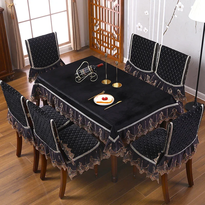 

1Pcs Velvet Tablecloth Chair Cushion Cover Wedding Table Cloth European Solid Color Hotel Dining Table Rectangular Table Covers