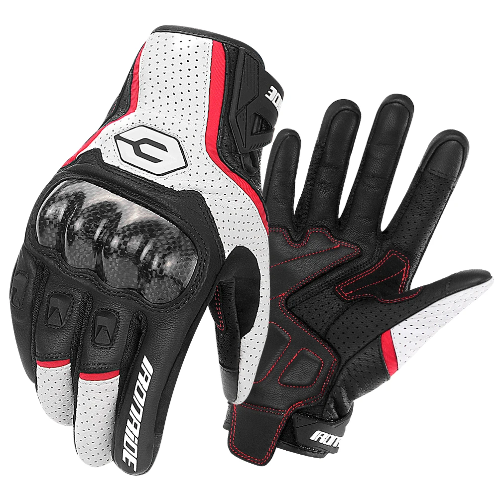 Premium Leather Motorcycle Gloves – Breathable, Touch Screen-Enabled Racing Design