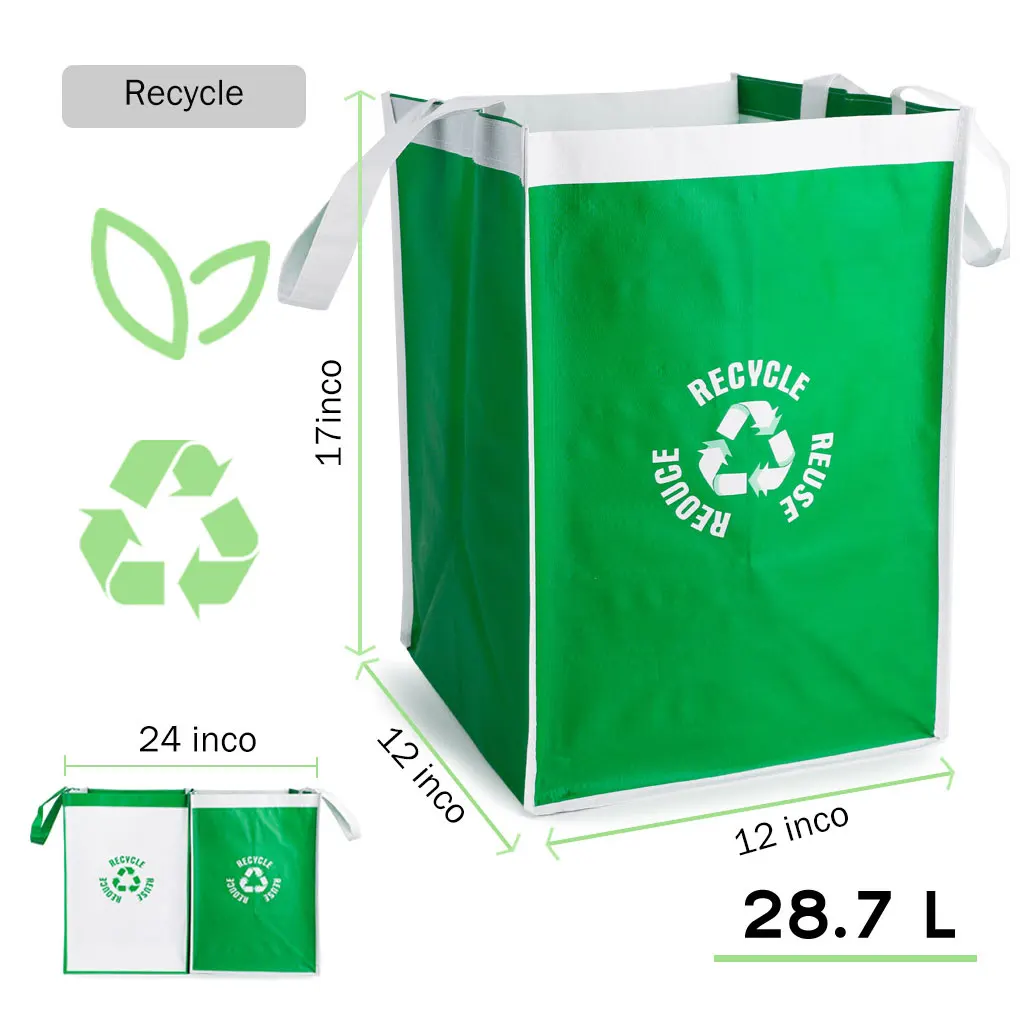 2pieces Kitchen Waste Bag trash bags disposable trash bags garbage bags For Easy Recycling Durable And Tear-resistant Waste Bag For Kitchen White+Green 2pcs