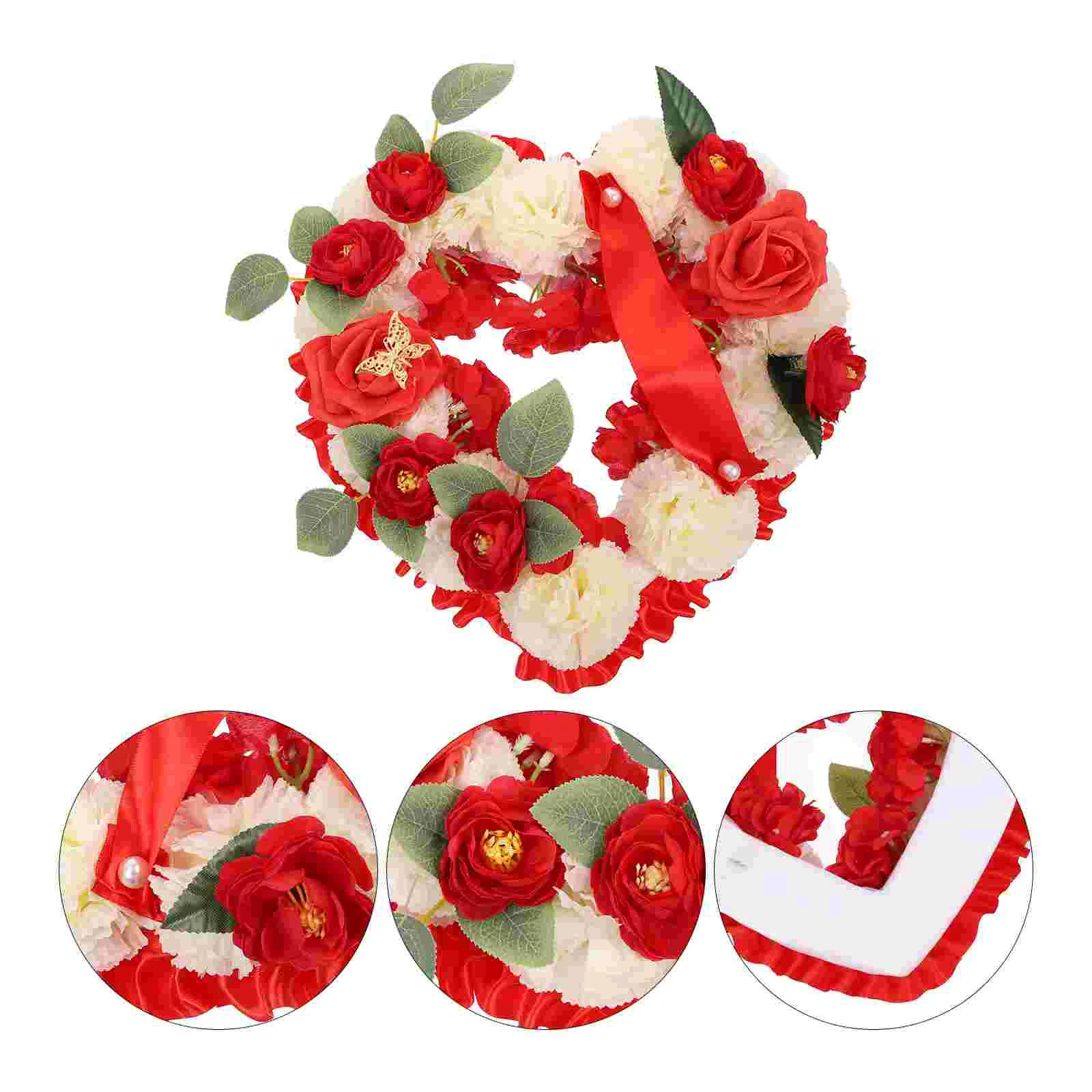 

Headstone Flowers Decoration Memorial Grave Artificial Flower Wreath Heart Shaped Cemetery Flowers