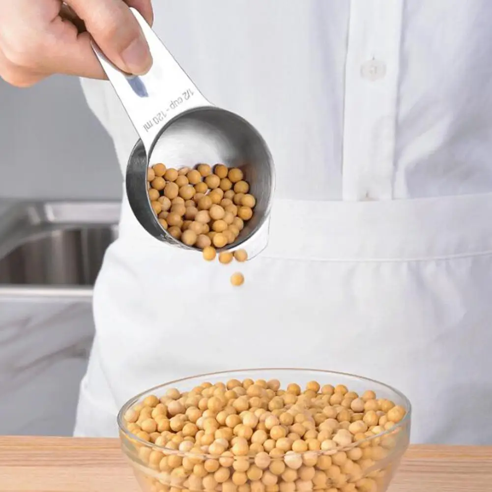 

Dishwasher Safe Measuring Cups Stainless Steel Measuring Cup Set for Cooking Precise Measurements Kitchen Gadgets for Measuring