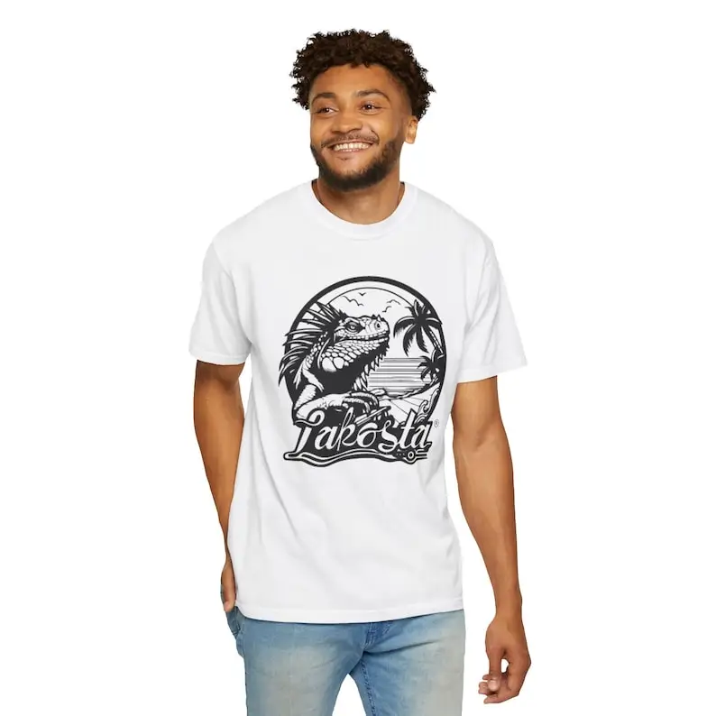 Lakista Iguana Maglietta Tinta Indumento Maniche Lunghe O Corte