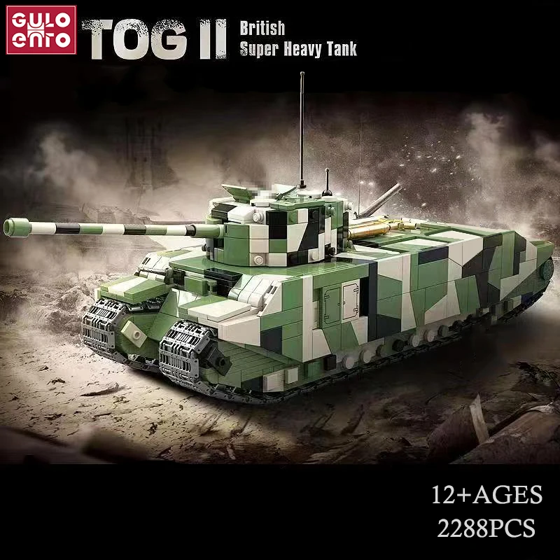 

Gulo Gulo WW2 TOG II Heavy Tank Military Assembled Building Blocks Set Weapon Army Soldier Bricks Kids Boy Toys Gift for Adults