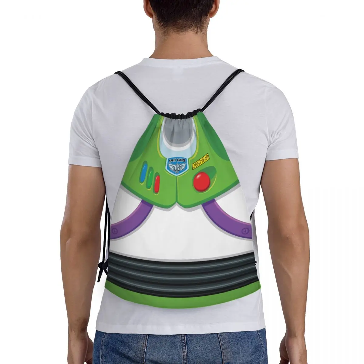 Custom Toy Story Buzz Lightyear Ranger Suit Drawstring Bags for Training Yoga Backpacks Men Women Sports Gym Sackpack 5