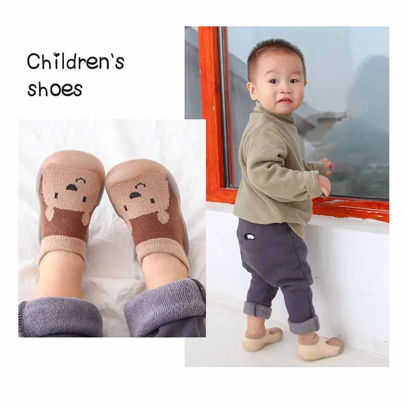 Baby Shoes Children Anti-slip Cotton Non-slip Floor Socks Boy Girl Rubber Sole Cartoon Indoor Infant