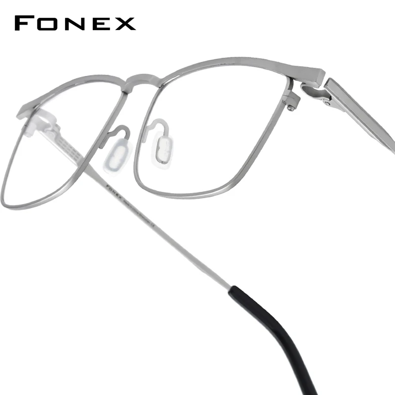 FONEX Titanium Glasses Frame Men Brand Design Square Ultralight Eyeglasses Japanese Ultralight-Weight High Quality Eyewear 85741