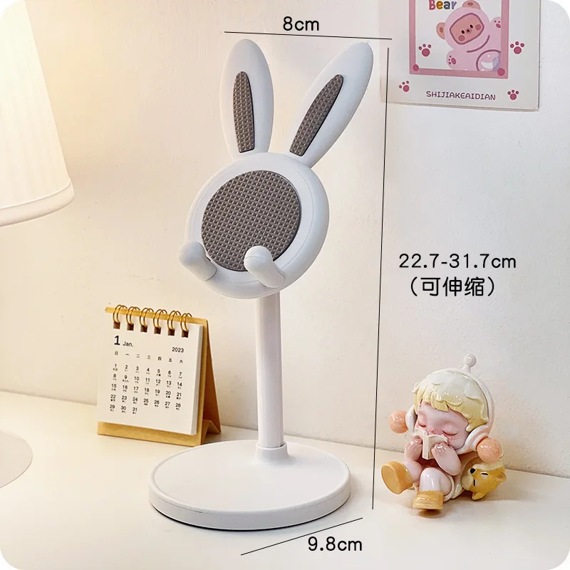 Pink Phone Holder Desktop Cell  Stand For iPhone 13 14 Samsung Smartphone Adjustable Lovely Rabbit Cartoon Table Support