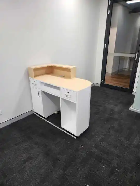 USA CA UK AU GER Local Stock Wood MDF Coffee Bar Curved Shop Caunter Reception Desk Office Stand