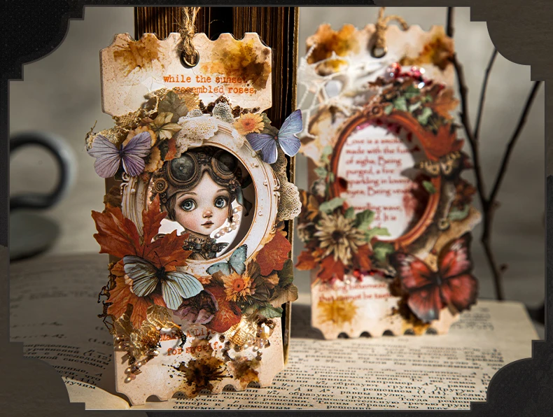 10 Stück Vintage Hohlrelief Collage Scrapbooking Material Papier Kartenherstellung DIY Retro Quelle Papier Kreatives Memo Briefpapier – Detail 7