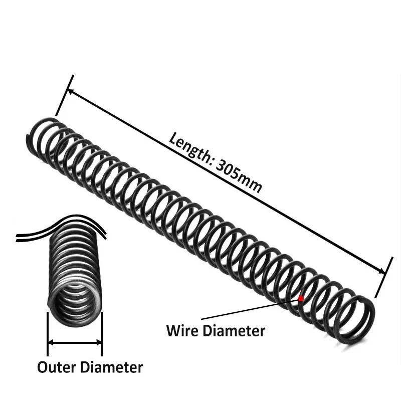 Compression Spring Black Steel Pressure Length 305mm Wire Diameter 0.3-6mm OD 3-60mm