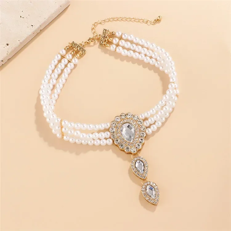 Set Gioielli Perla In Stile Anni '20 Gatsby – Collana Multistrato E Orecchini In Argento