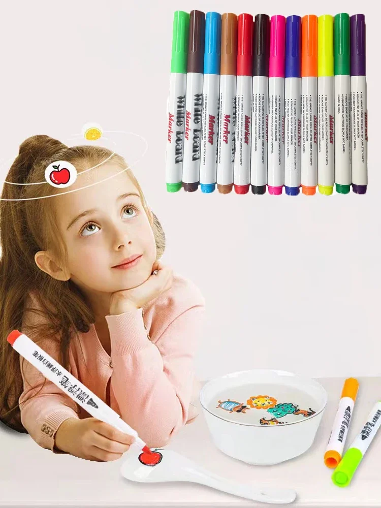 12 Pcs Magical Colorful Marker watercolor markers Doodle Water Pens Children Montessori Early Education Toys Kids Educational