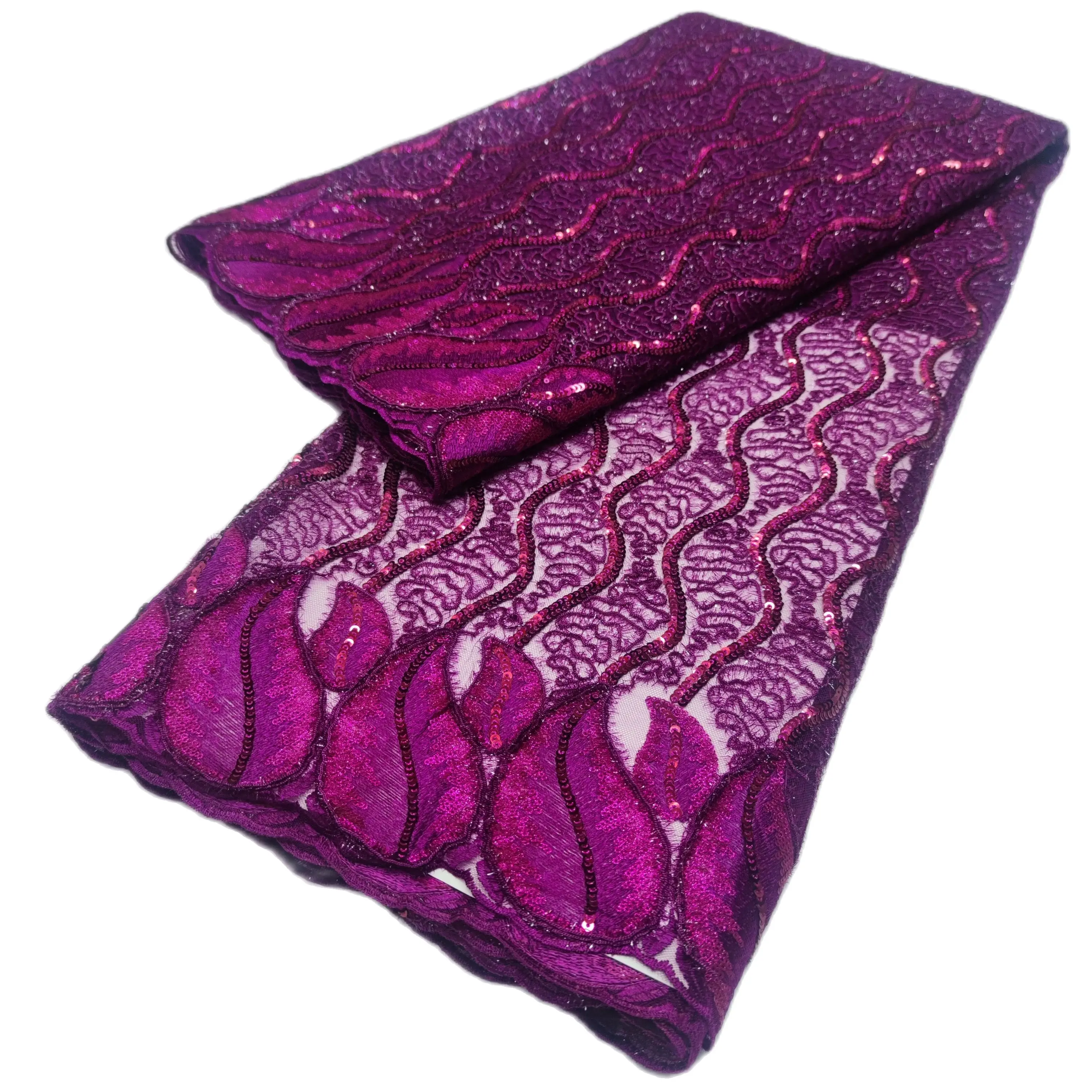 

French Tulle Net Lace Fabric 2022 Soft High Quality Embroidery African Lace Shiny Sequins Nigeria Lace Fabric