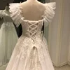 SL-9048 Customized Romantic V Neck Appliques Flowers A-Line Wedding Dress 2022 Luxury Beading Custom Princess Bridal Gown 5