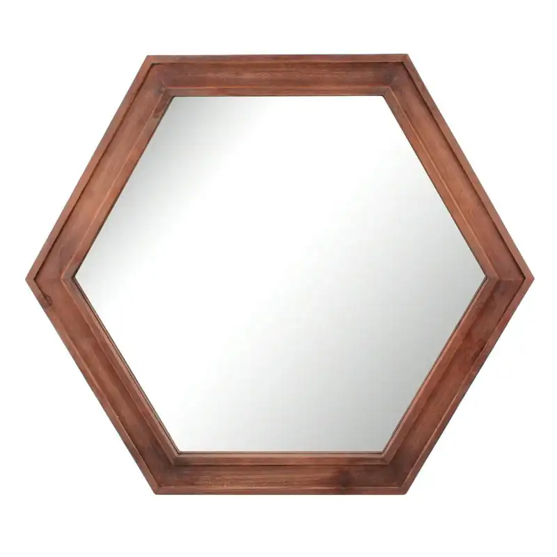 

x 20.6" Redwood Modern Wood Hexagon Wall Mirror