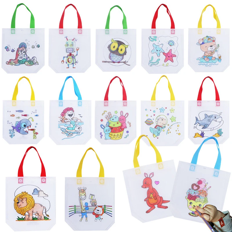 

Сумки с двойным рисунком граффити, яркие детские игрушки для мальчиков и девочек, цветная Нетканая Подарочная сумка «сделай сам» для творчества