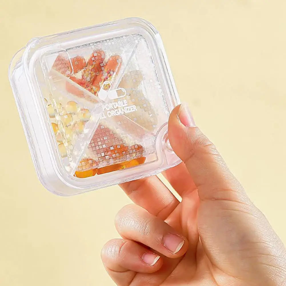 

Weekly Pill Organizer Transparent Four Compartment Pill Box for Travel Food Grade Dustproof Moisture-proof Tablet for Business