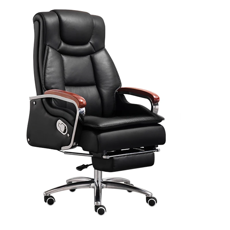 

Genuine Leather Boss Office Chair Comfortable Computer Household Reclining Massage Chair Large Class Rotating Lift