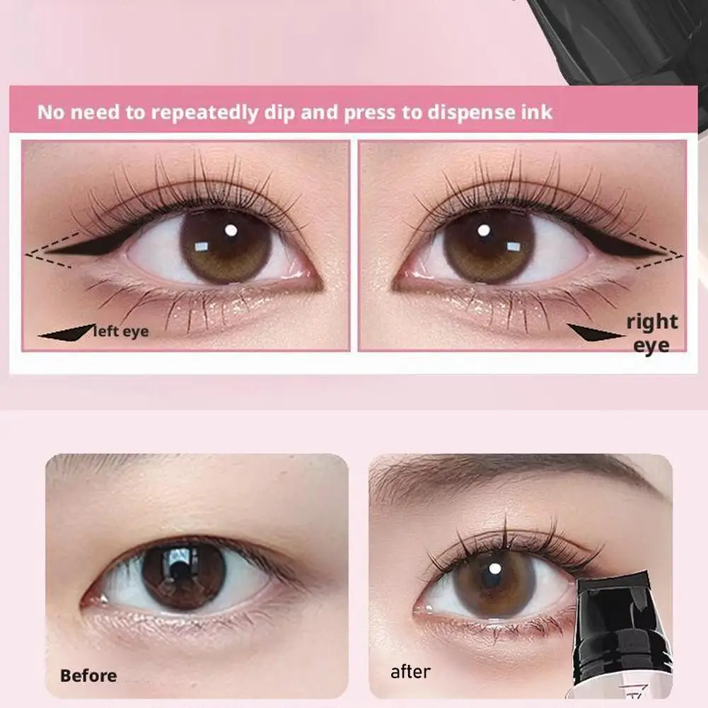 Foldable Eyeliner Stamp Waterproof Smudge Proof Gel Eyeliners Pen Tool For Perfect Wings Easily Draw Eye Makeup (Black+Brown)
