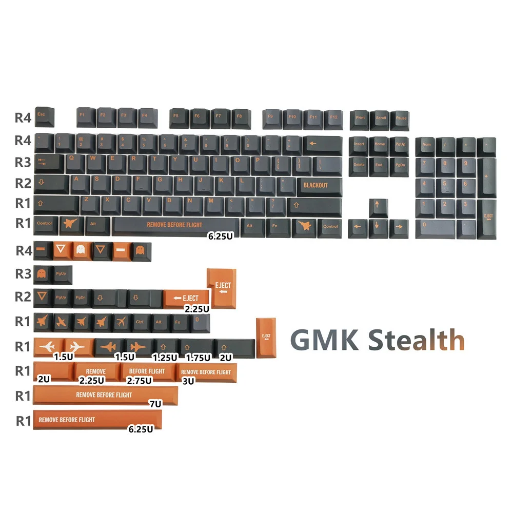 

Mechanical Keyboard GMK Stealth Keycaps Cherry Profile Key Caps 142 keys-set keycap With 2U 1.75U Shift GK61 GK64 980 Mechanical