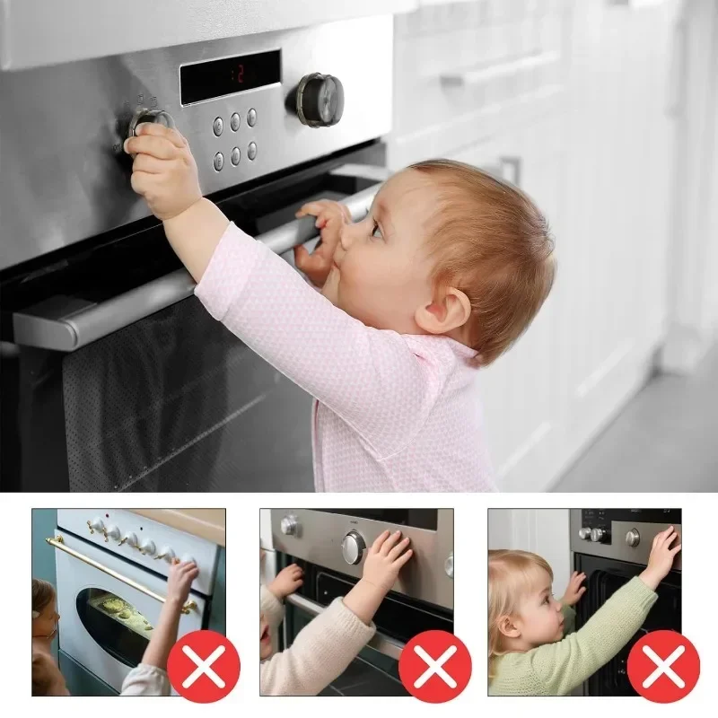 Stove Protector Cover 2/4/10Pcs Gas Stove Knob Covers Adhesive Child Safety Heat Resistant Oven Knob Locks For Baby Safety Home Cookware Security