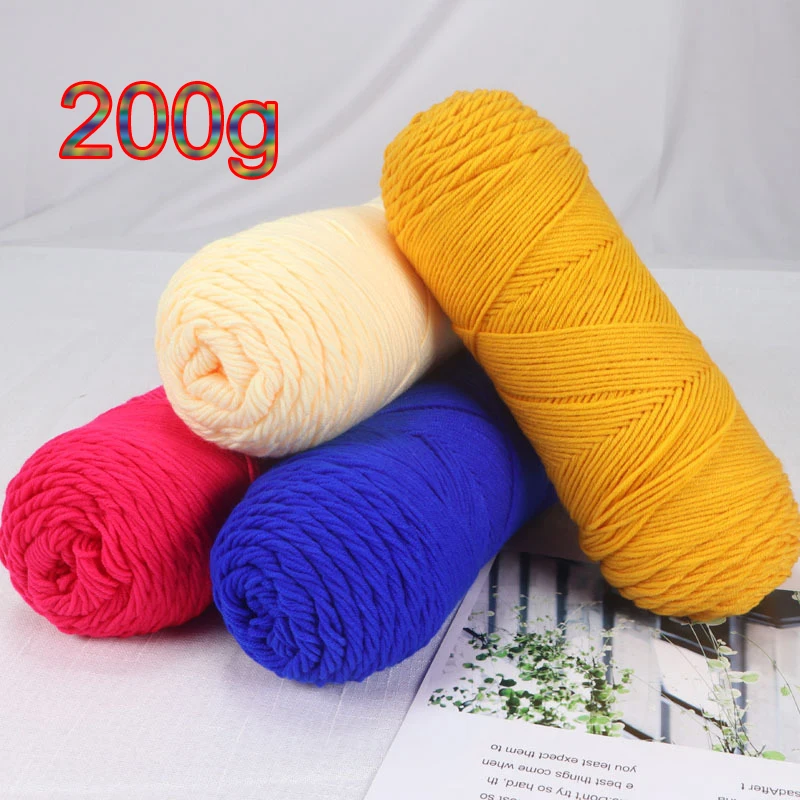 200g 1Pc Milk Cotton Yarn Super Soft for Knitting and Crochet knit line Blankets sweater hat shoe Crocheting amigurumi thread 3