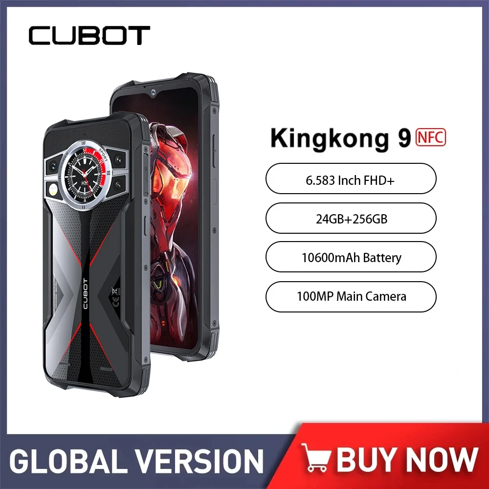 Cubot KingKong 9 Rugged Smartphone Android 13 10600mAh Battery 24GB RAM+256GB ROM Mobile Phones 100MP NFC 4G Cell Phone On Sale