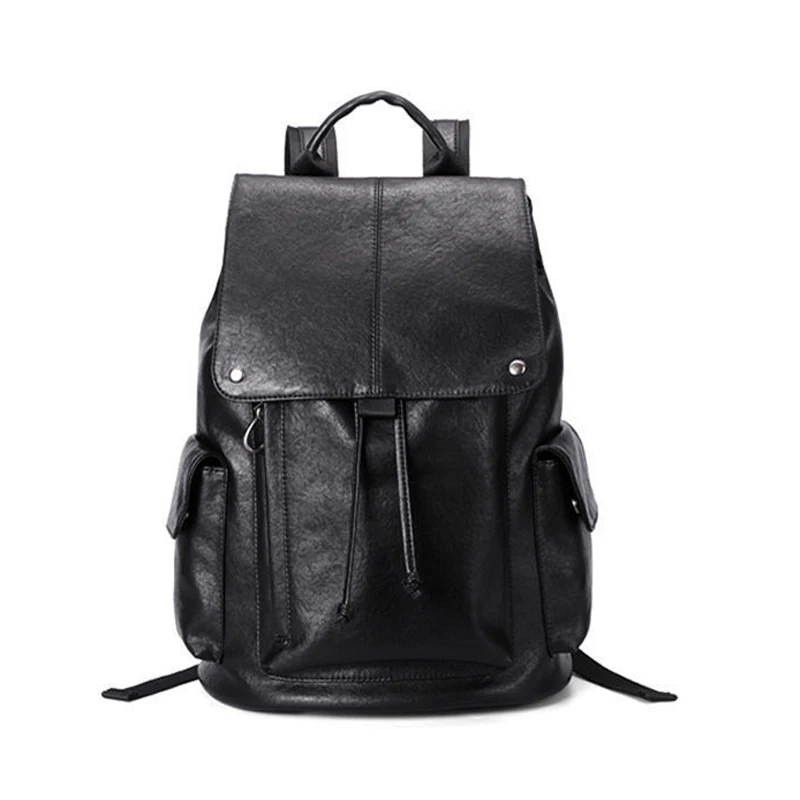 

2022 New Men Backpacks Fashion High Quality Leather Male Korean Student Backpack Large Boy Business Laptop School Computer Bag