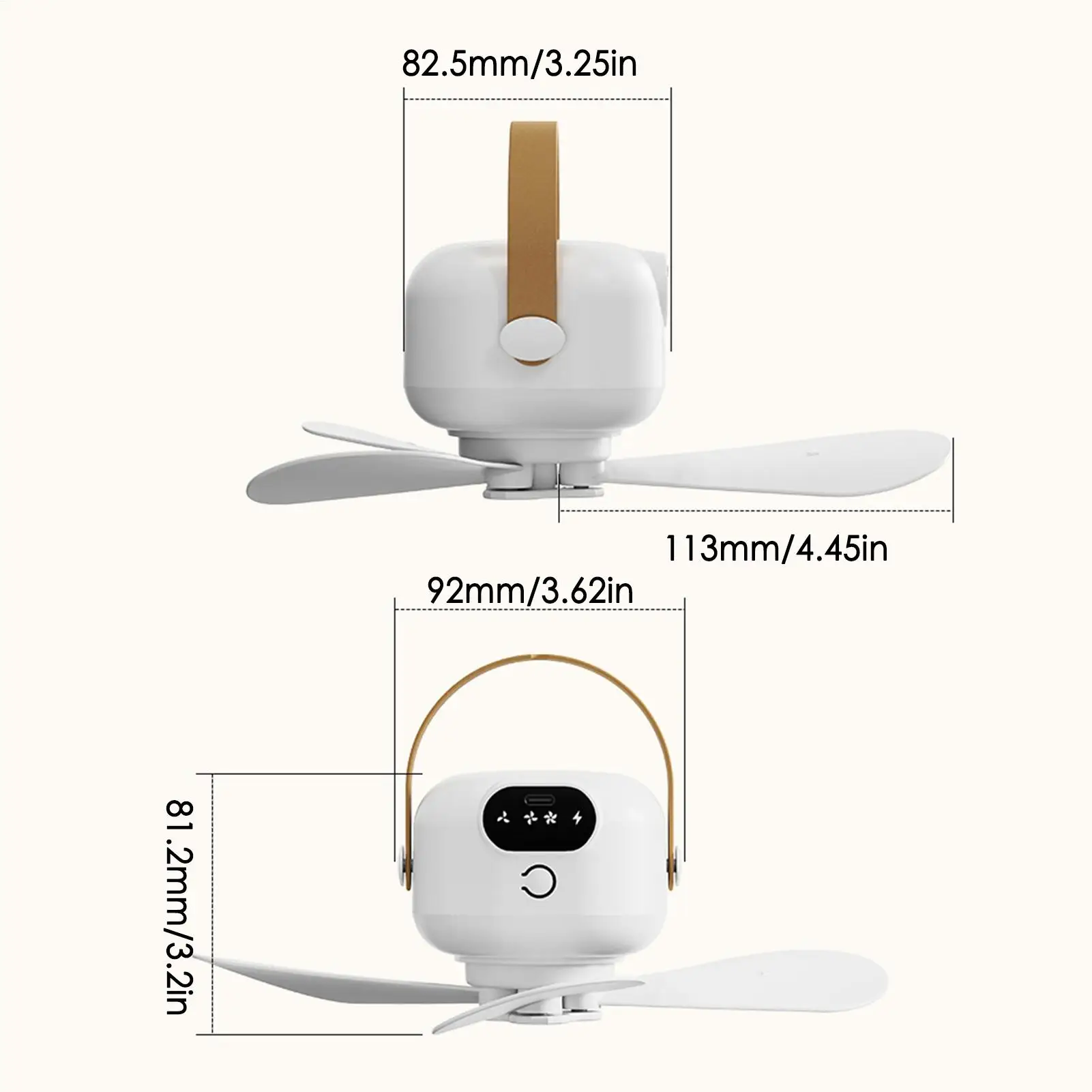 Portable Ceiling Fan Outdoor Camping Fan Tent Ventilator Cooler Rechargeable Electric Fan  Remote Control 3 Gears LED Lighting