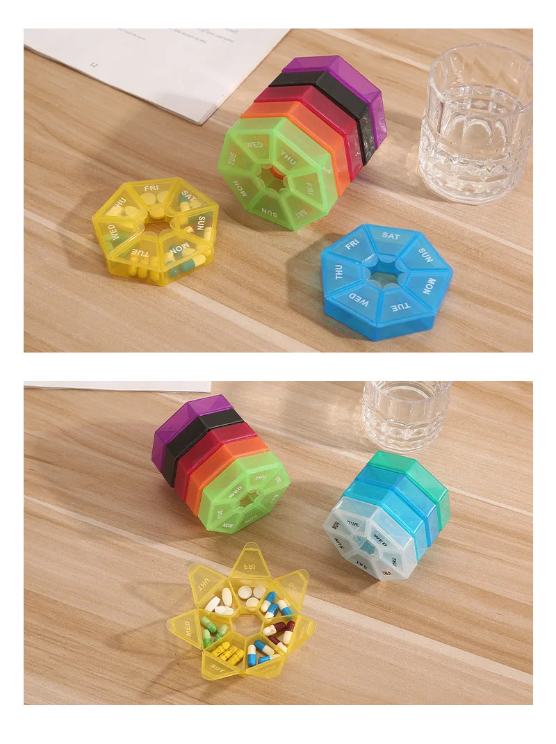1Pcs Pille Fall Kunststoff 7 Tage Tablet Candy Box Tragbare Lagerung Tablet Halter Reise Veranstalter Pille Dispenser Container – Detail 13