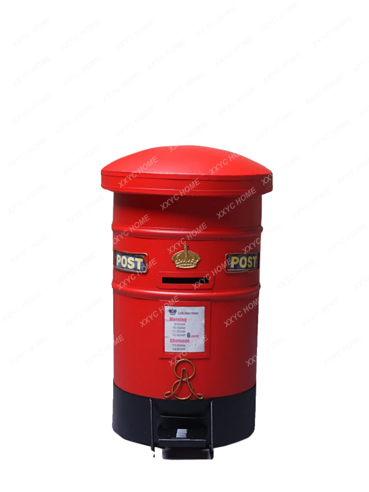

Iron Metal Personality Cylinder Trash Can with Lid Pedal round Post Box