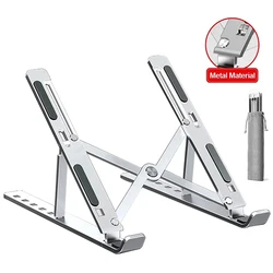 Adjustable Foldable Aluminum Laptop Stand with Cooling and Non-Slip Features (Silver)