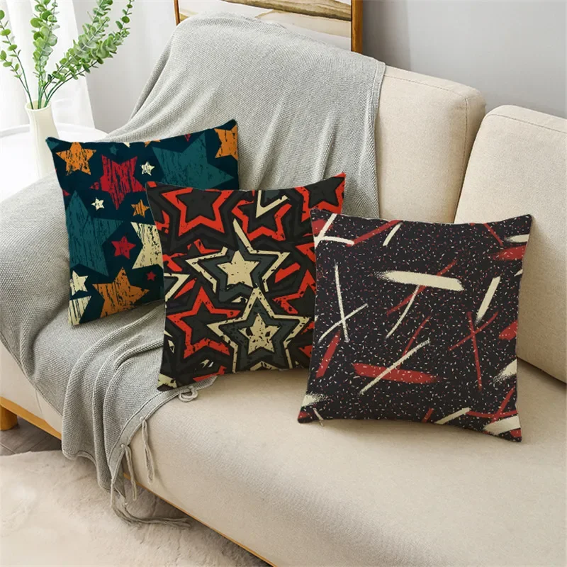 

Colourful Geometric Linen Pattern Series Printed Sofa Cushion Covers Pillow Covers Home Decor Party Car Bedding