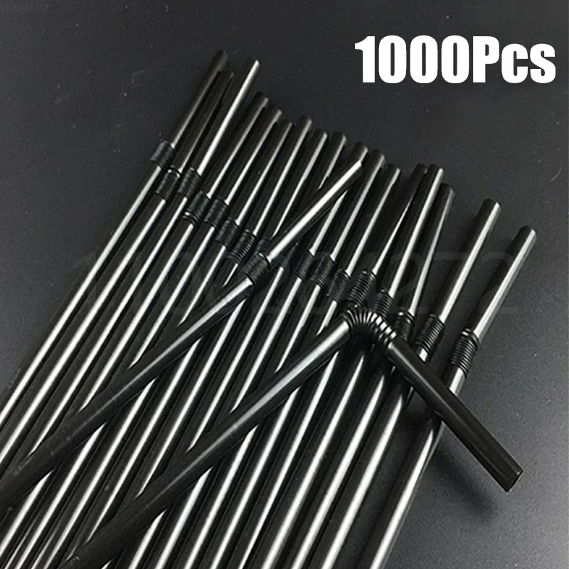 Fluorescent Bendable Drinking Straws Black Birthday Beverage Straws Wedding Decor Mixed Colors Party Supplies disposable plastic straws disposable paper straws