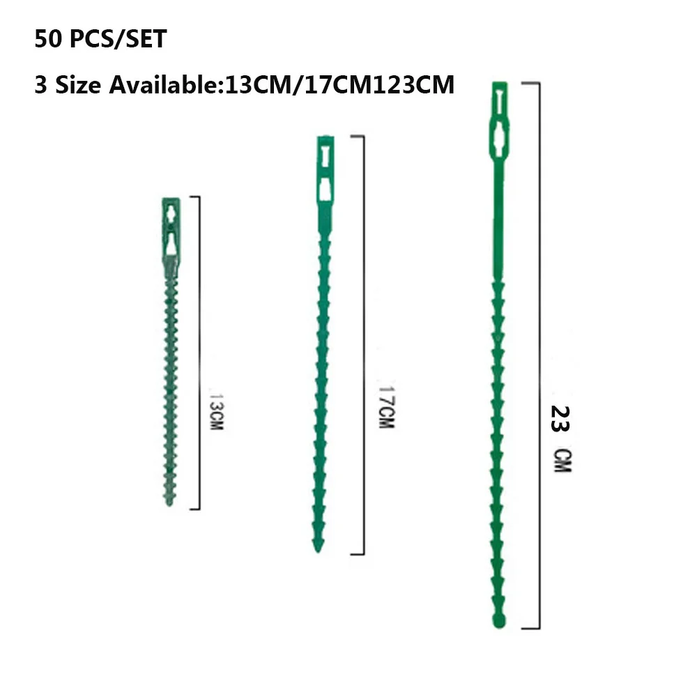 50 Pcs/set 13cm/17cm/23cm Reusable Garden Plant Fixed Belt Ties Plastic Adjustable Garden Plant Tying Band Tools