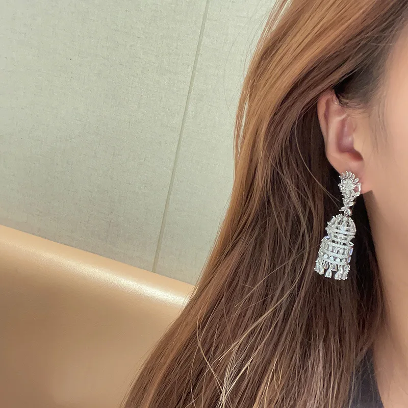 Bilincolor Zircon Colorful Wind Chime Earrings