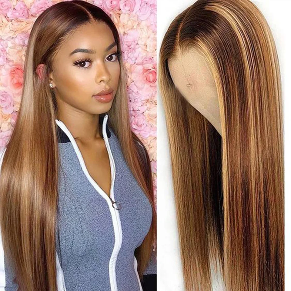 

Trueme Straight Highlight Wig Colored 13x1 Lace Front Human Hair Wigs For Women Ombre Peruvian Transparent T Lace Part Wig