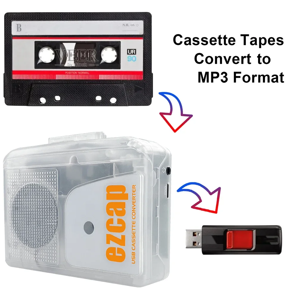 Nuovo Lettore Di Cassette Usb Walkman Tape To Mp3 Converter Registratore Musicale Audio A Usb Flash Drive U Disk Mp3 File Digitale Ezcap249