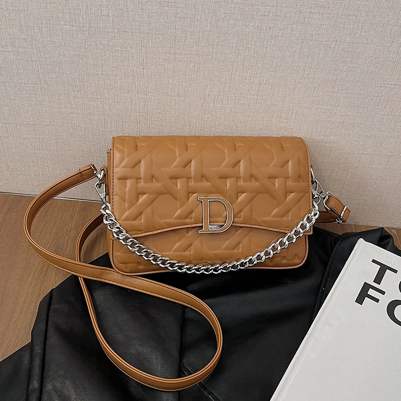 Minimalist Leather Crossbody Bag - Retro Textured Purse With Designer Letter Logo & Generous Storage For Daily Essentials 4